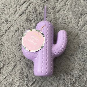 Purple cactus cup with straw